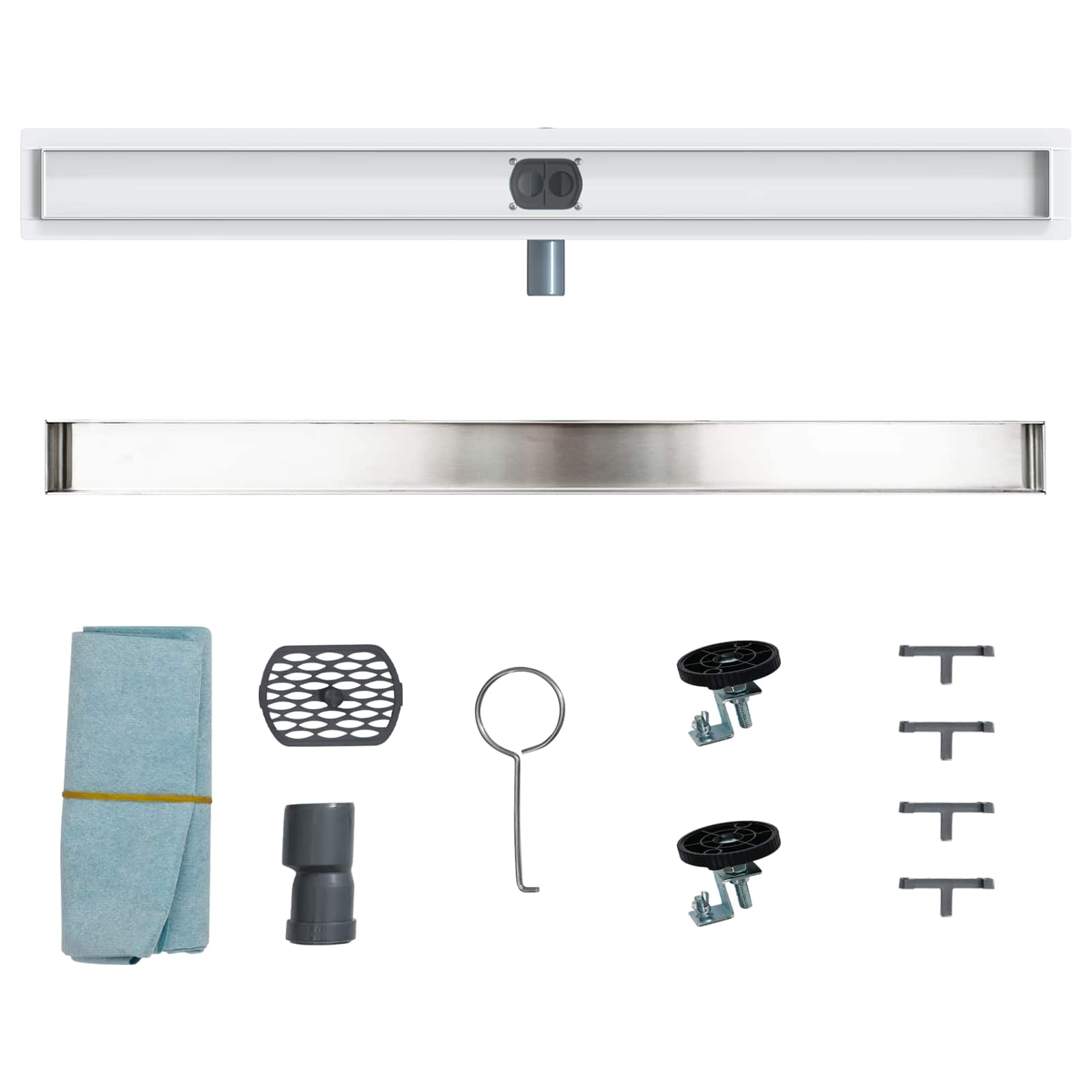 Duschablauf 2-in-1 mit 360° Siphon Silber 100 cm Edelstahl 304