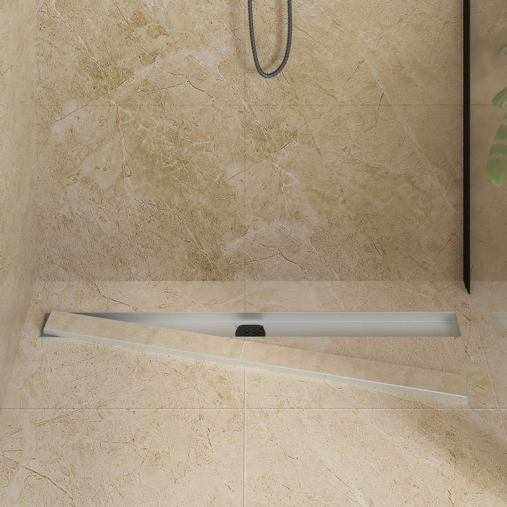 Duschablauf 2-in-1 mit 360° Siphon Silber 100 cm Edelstahl 304