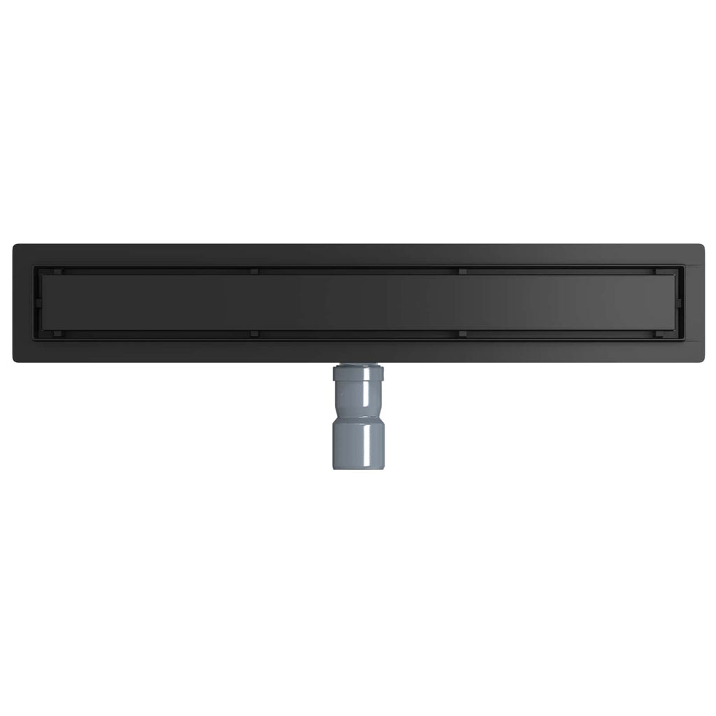 Duschablauf 2-in-1 mit 360° Siphon Schwarz 60 cm Edelstahl 304