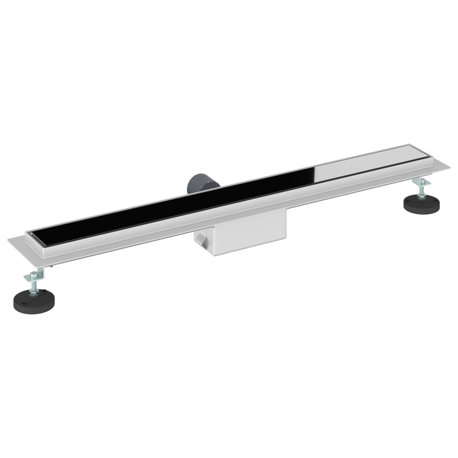 Duschabfluss mit Glasabdeckung Schwarz 80 cm Edelstahl 304