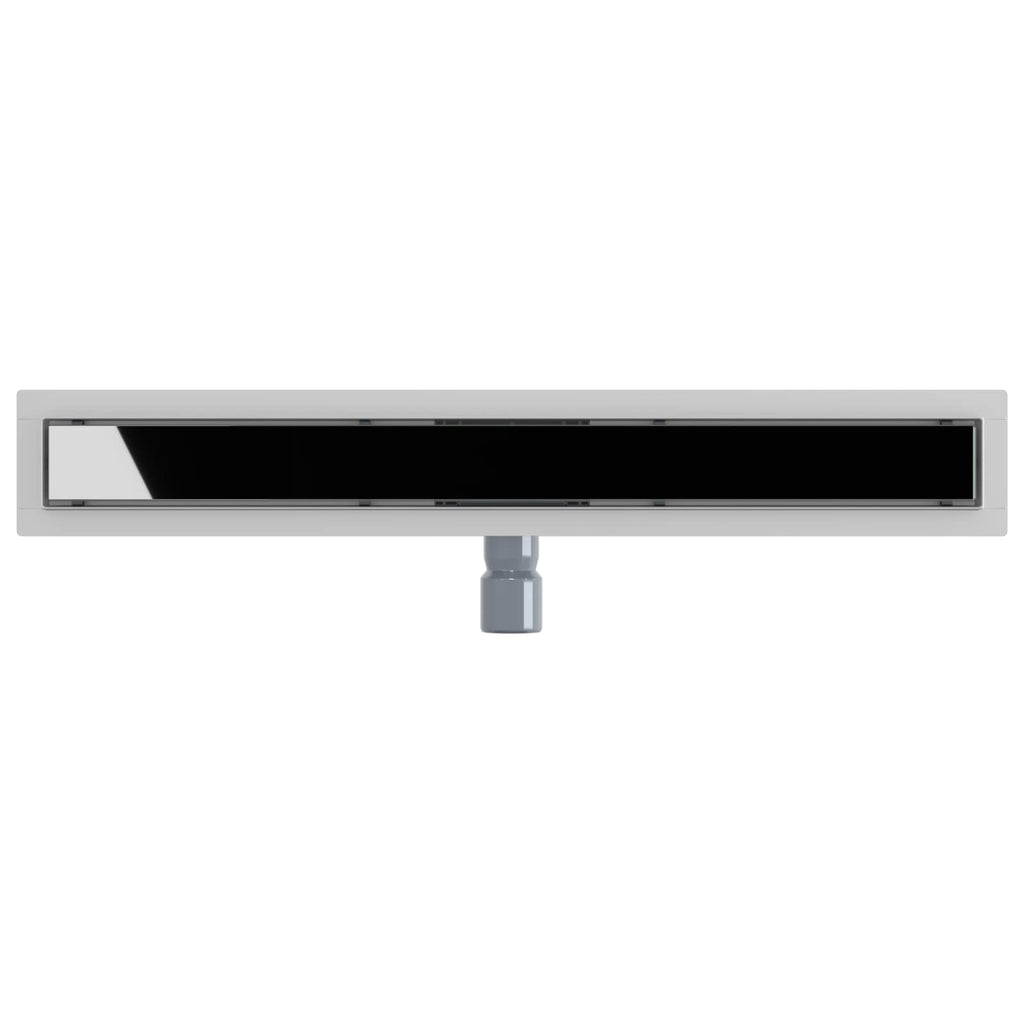 Duschabfluss mit Glasabdeckung Schwarz 80 cm Edelstahl 304