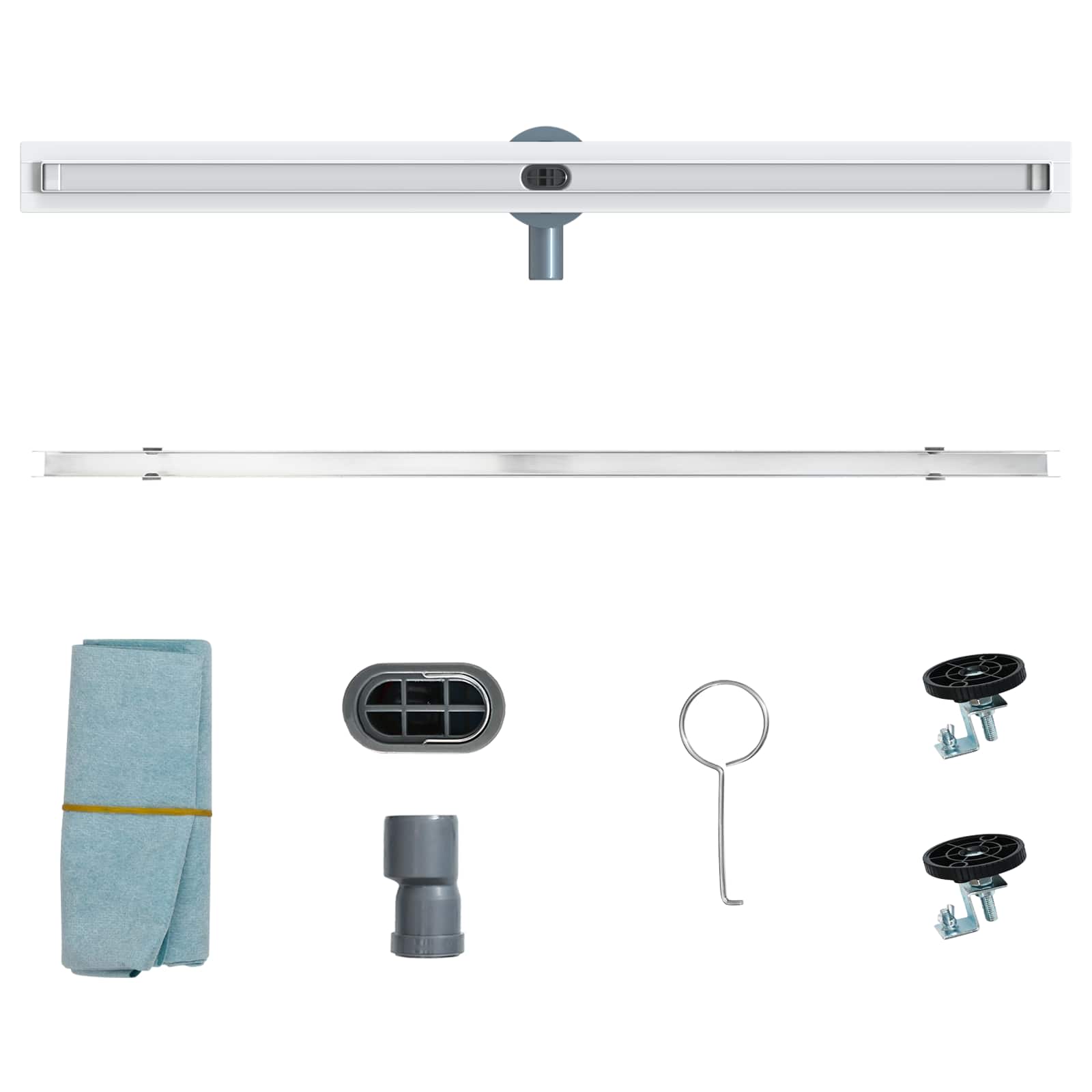 360° Duschablauf mit slim Modell Silber 100 cm Edelstahl 304