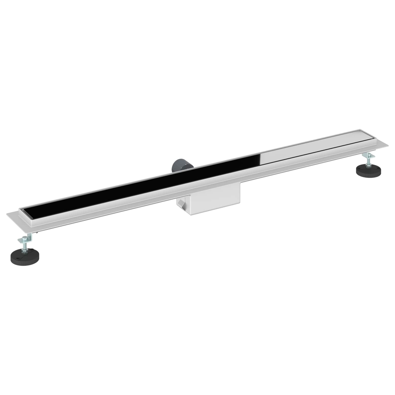 Duschabfluss mit Glasabdeckung Schwarz 100 cm Edelstahl 304
