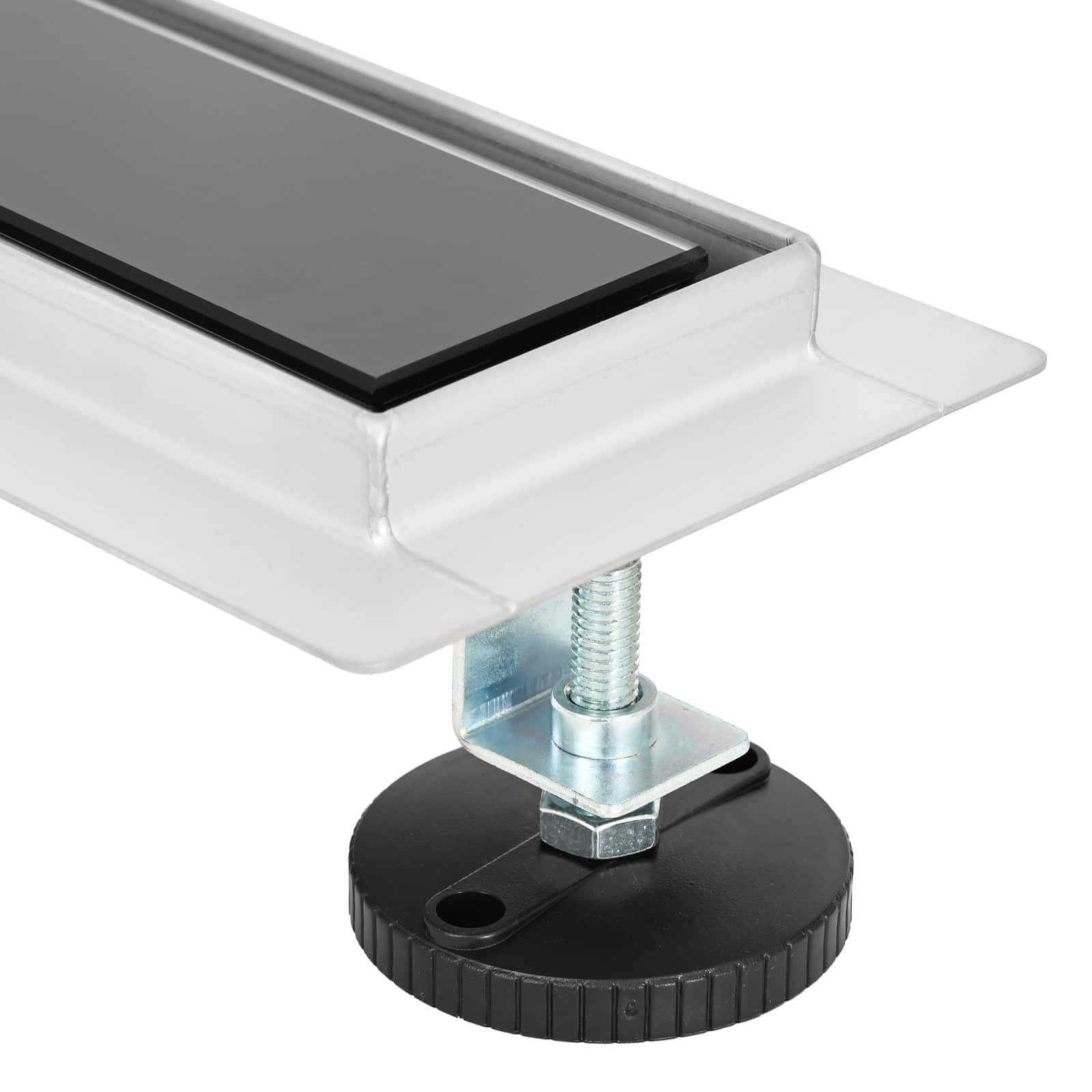 Duschabfluss mit Glasabdeckung Schwarz 50 cm Edelstahl 304