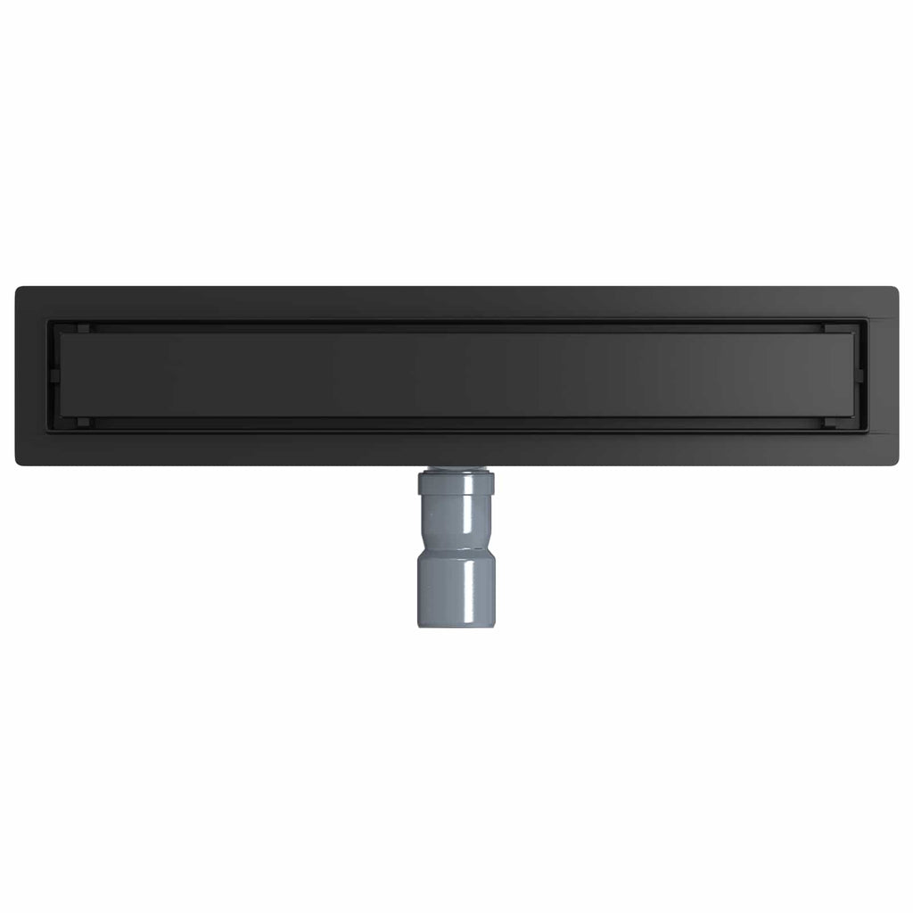 Duschablauf 2-in-1 mit 360° Siphon Schwarz 50 cm Edelstahl 304