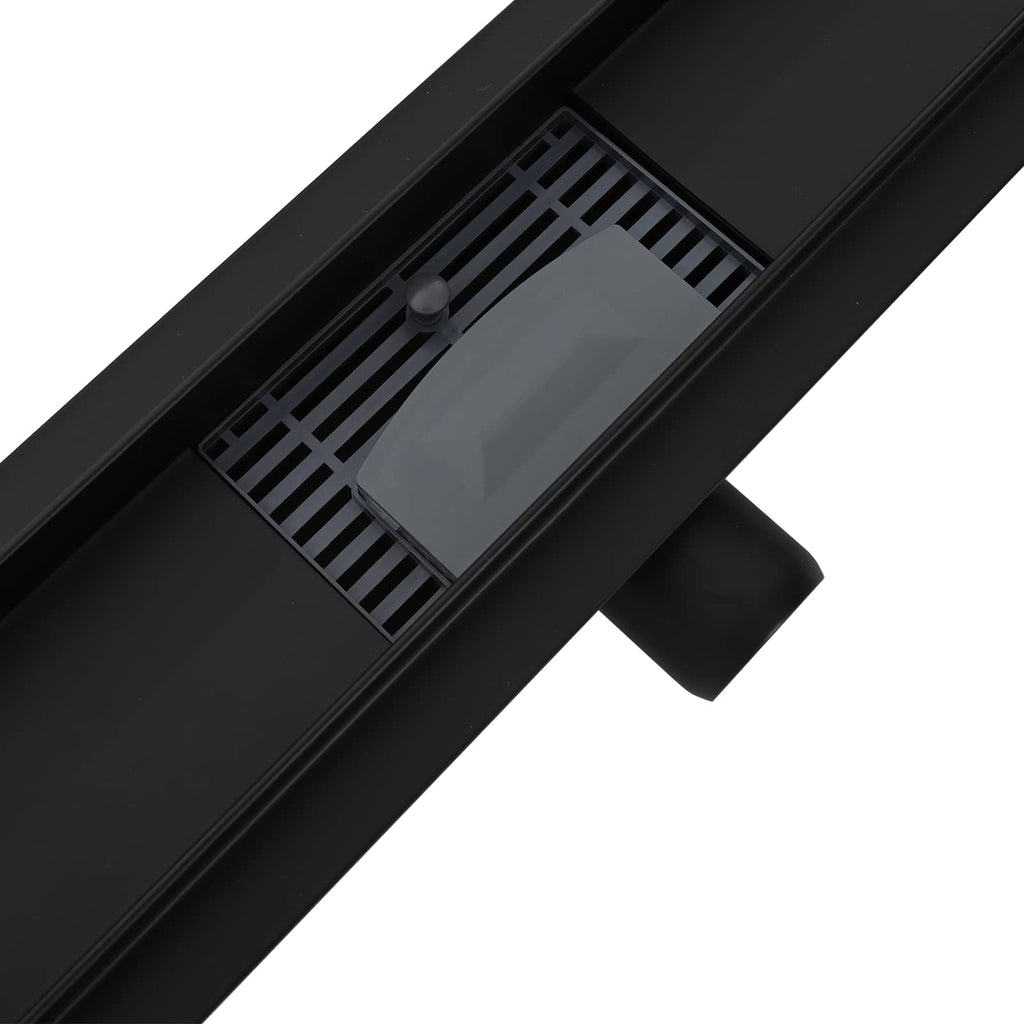 2 in 1 Duschabfluss Schwarz 70 cm Edelstahl 304