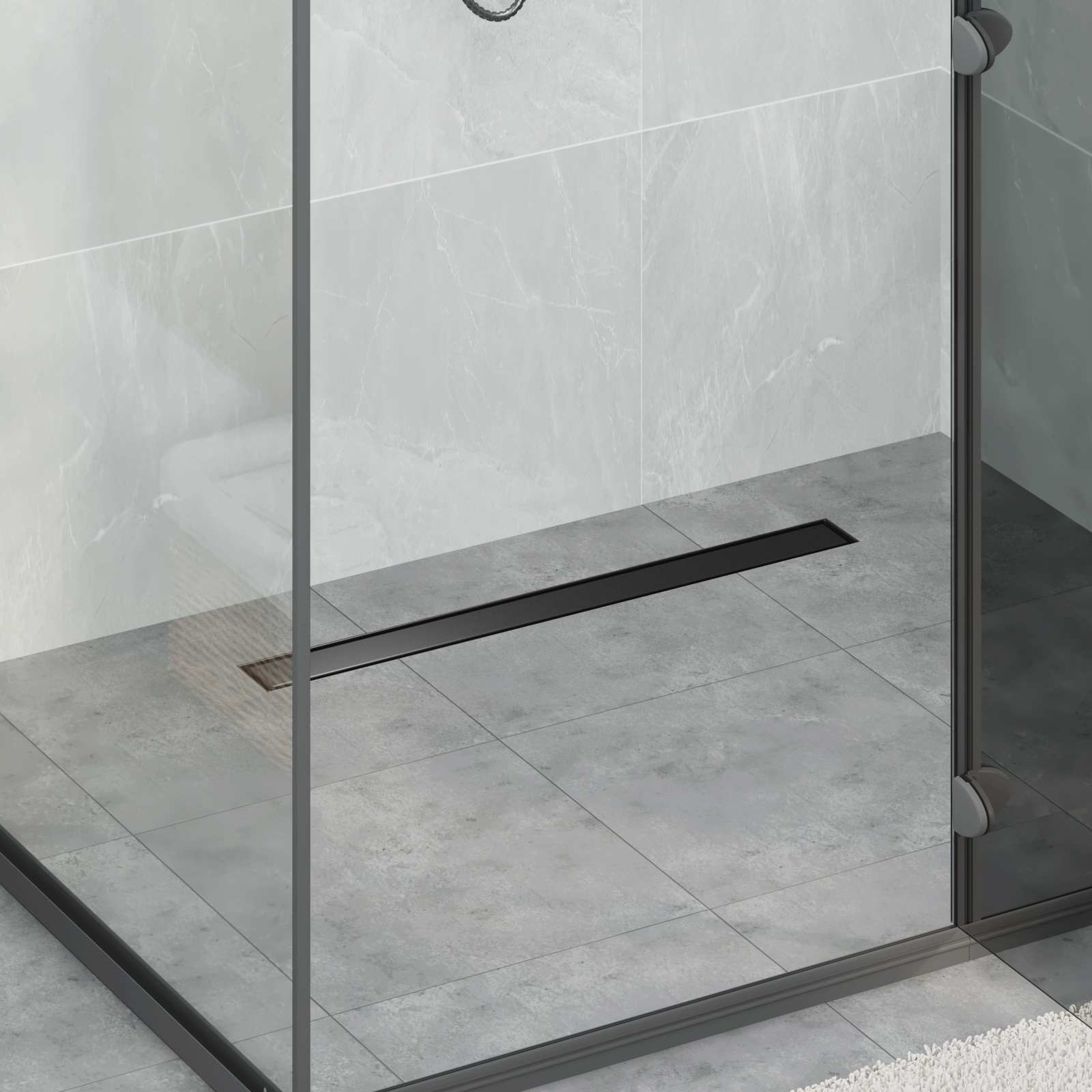2 in 1 Duschabfluss Schwarz 70 cm Edelstahl 304