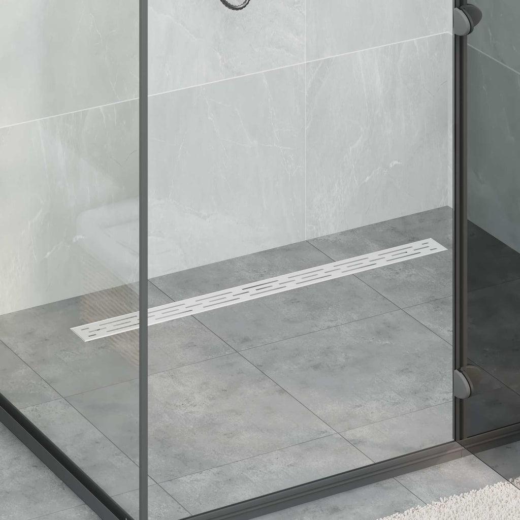 Duschabfluss mit Glashülle und 360° Siphon Silber 90 cm