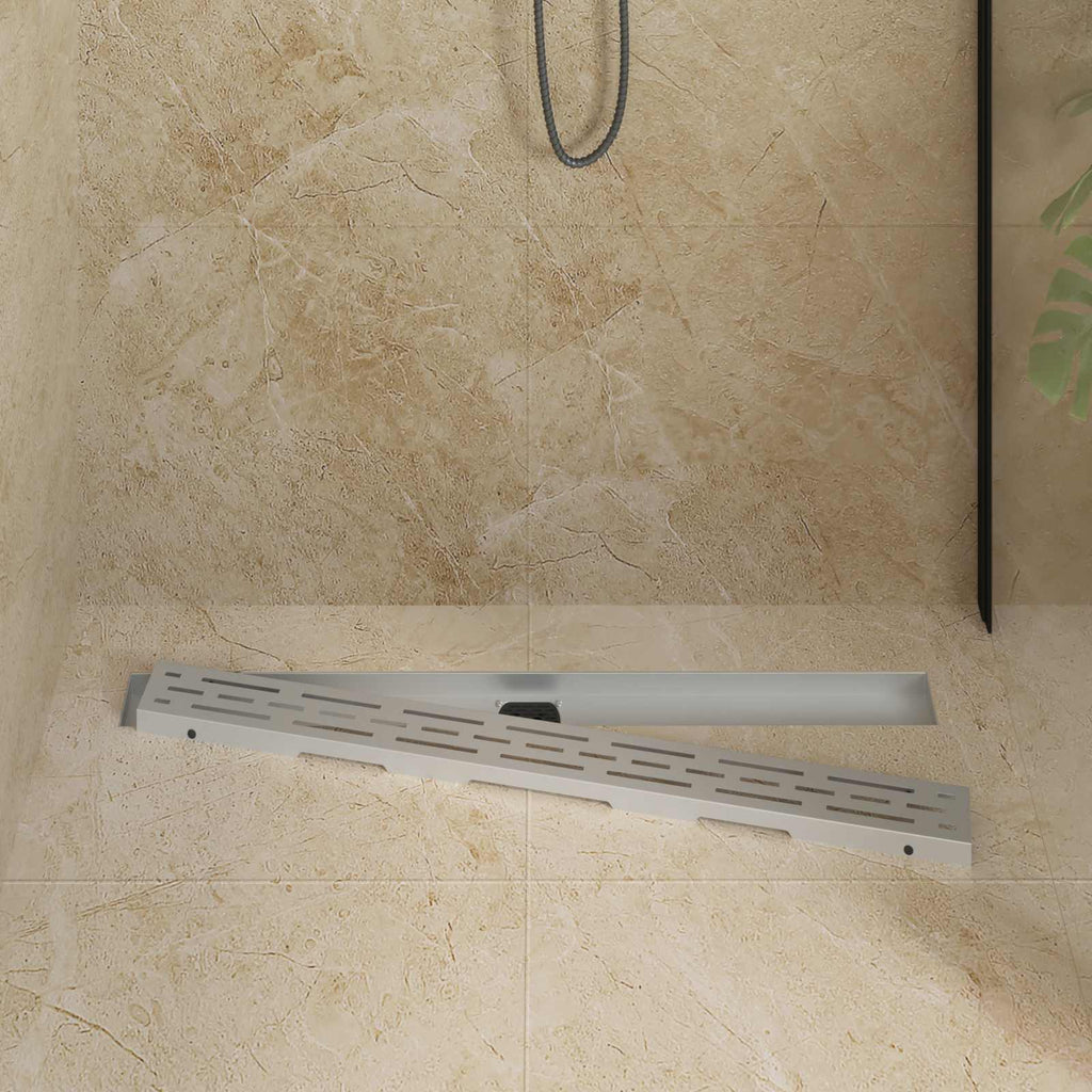 Duschabfluss mit Glashülle und 360° Siphon Silber 90 cm