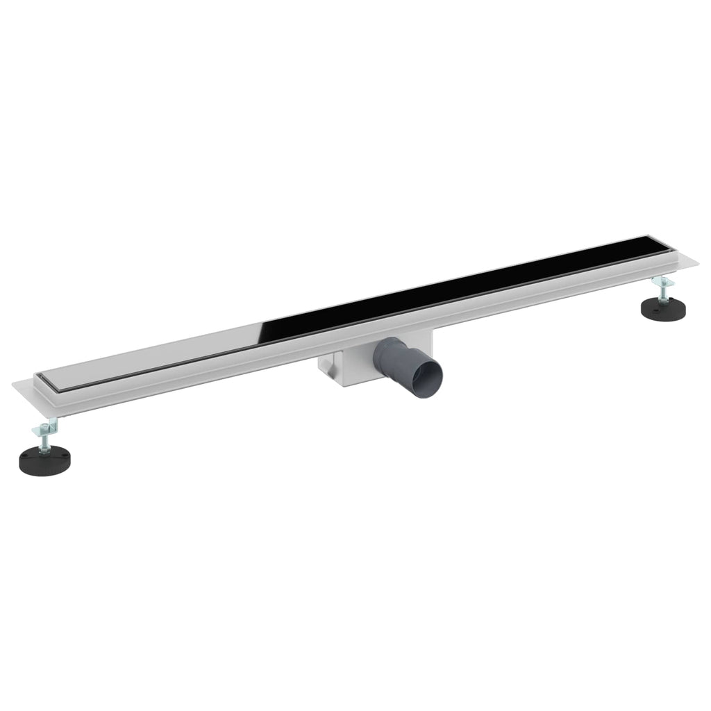 Duschabfluss mit Glasabdeckung Schwarz 90 cm Edelstahl 304