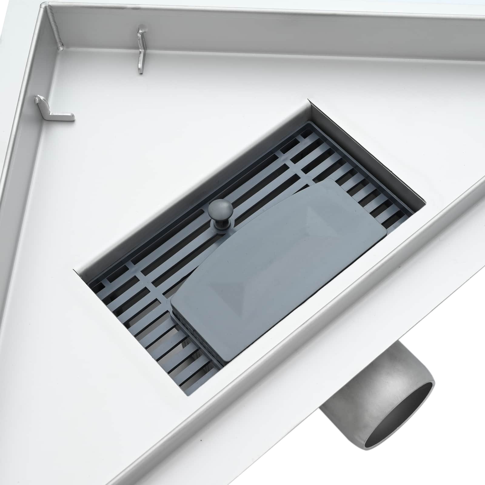 2 in 1 Dreiecks-Duschabfluss Silber 32 x 32 x 7,5 cm