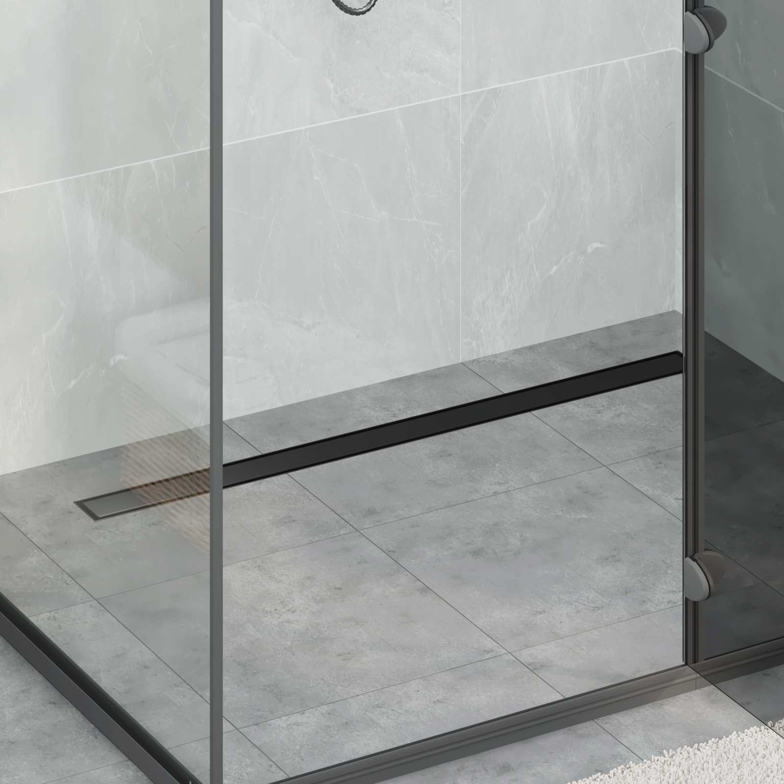Duschablauf 2-in-1 mit 360° Siphon Schwarz 100 cm Edelstahl 304