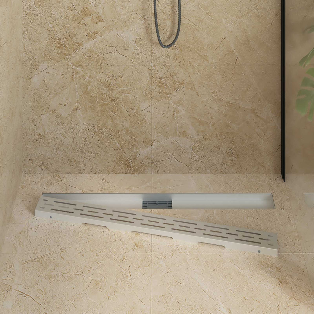 Duschabfluss mit Liniendesign Silber 100 cm Edelstahl 304