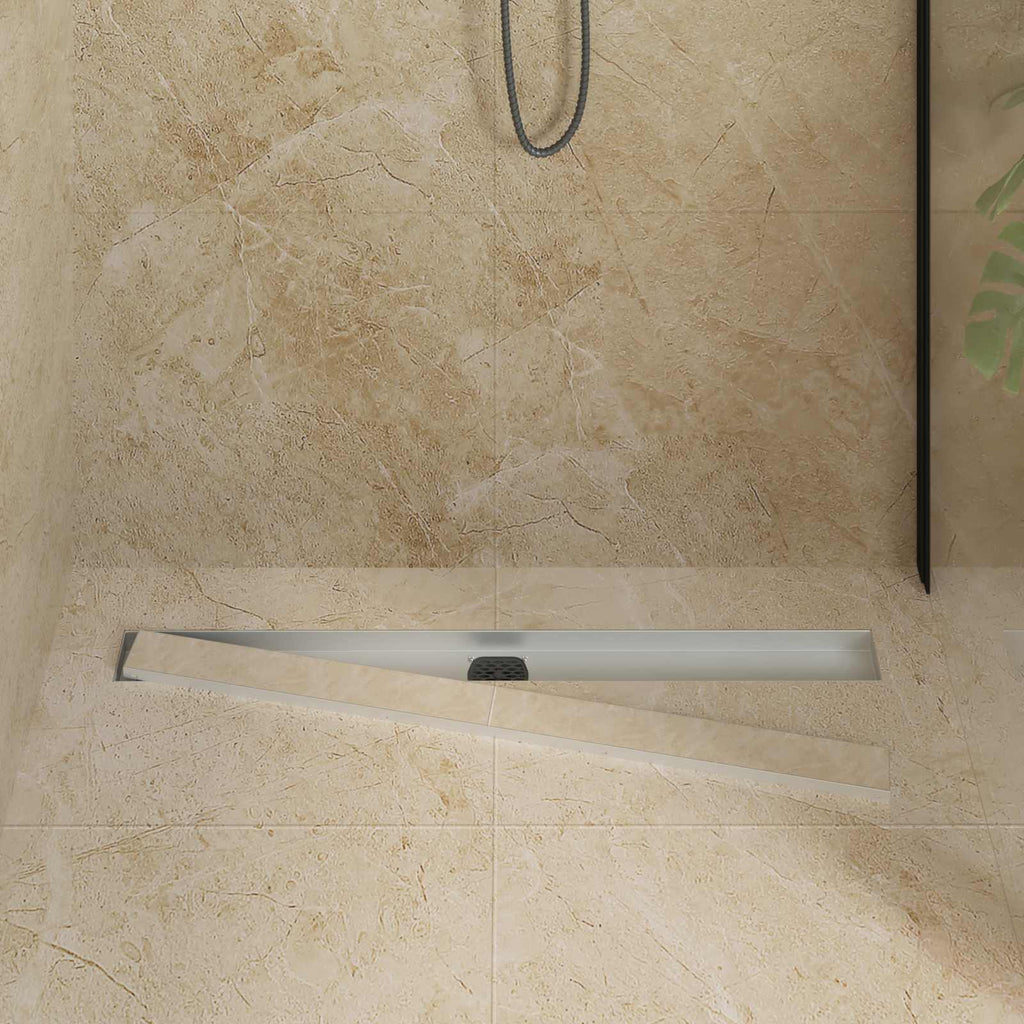 Duschablauf 2-in-1 mit 360° Siphon Silber 90 cm Edelstahl 304