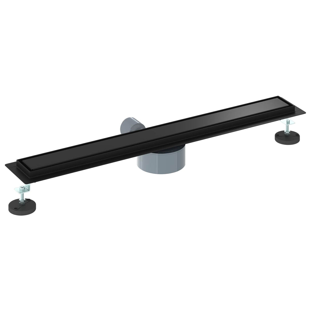 Duschablauf 2-in-1 mit 360° Siphon Schwarz 70 cm Edelstahl 304