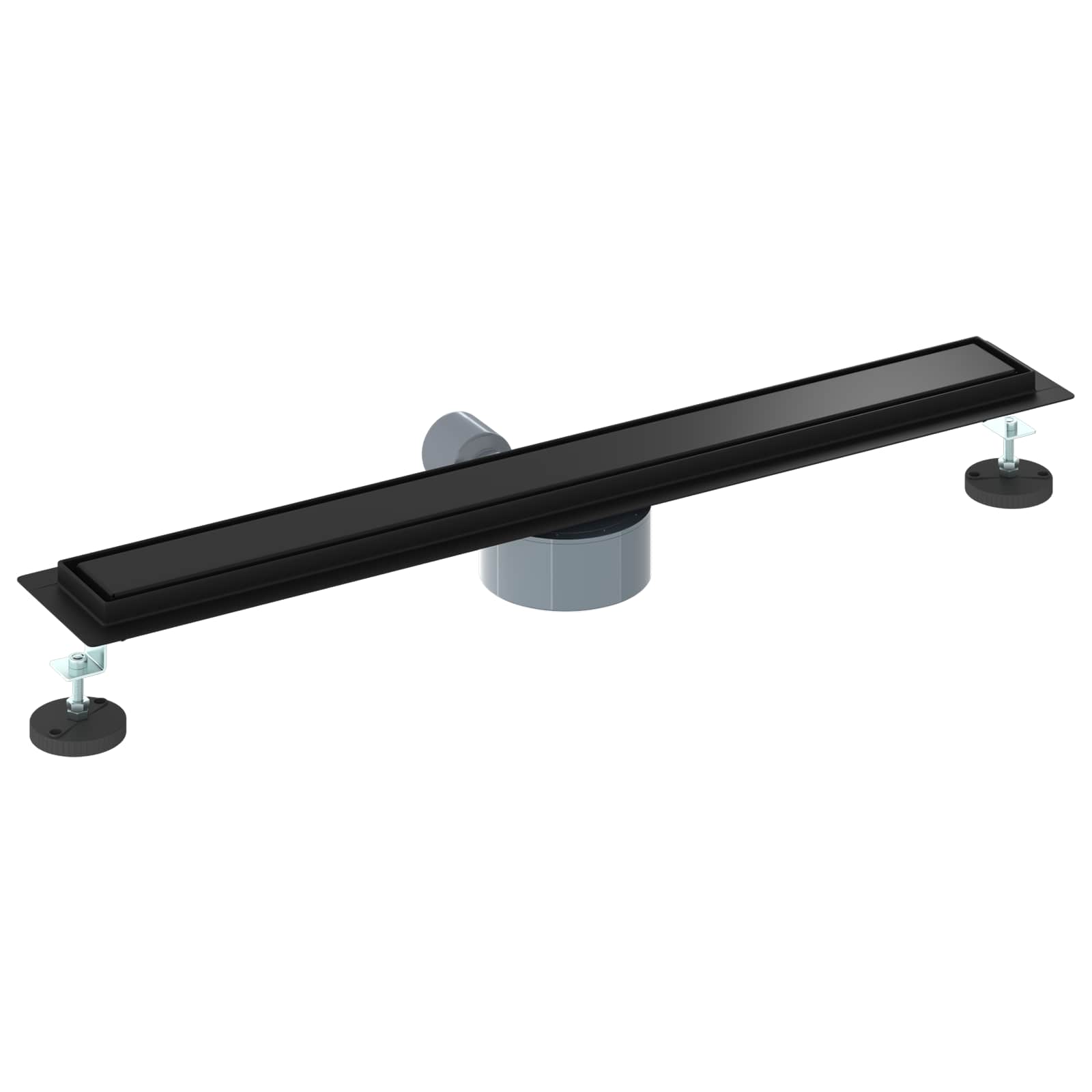 Duschablauf 2-in-1 mit 360° Siphon Schwarz 70 cm Edelstahl 304