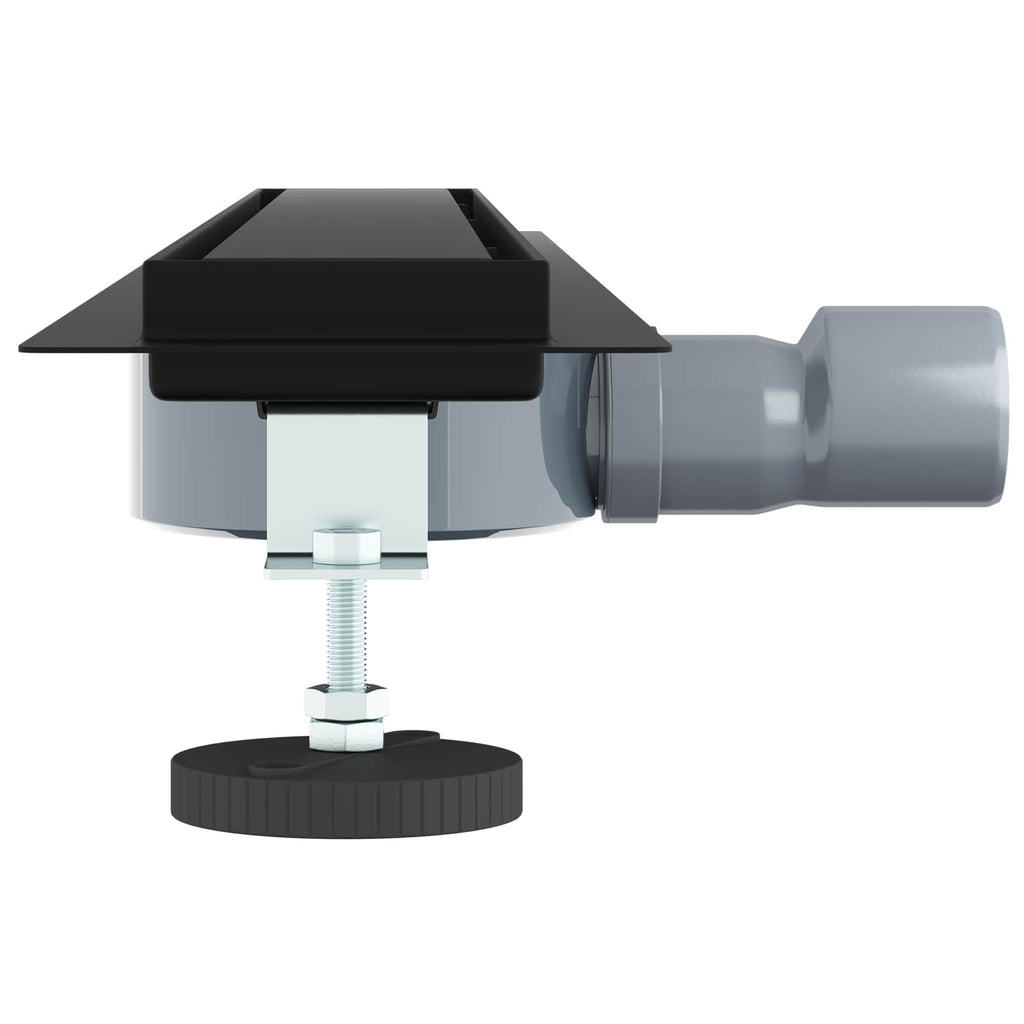Duschablauf 2-in-1 mit 360° Siphon Schwarz 70 cm Edelstahl 304