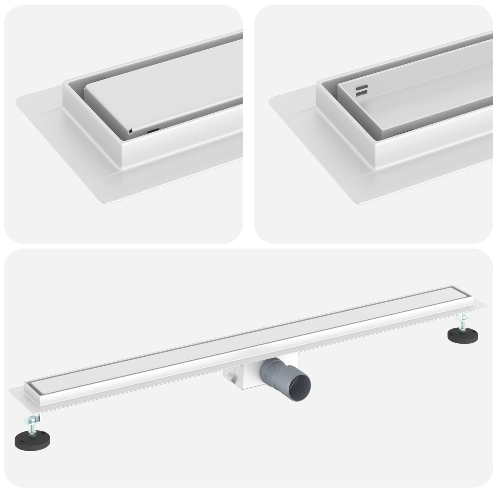 2 in 1 Duschabfluss Silber 90 cm Edelstahl 304