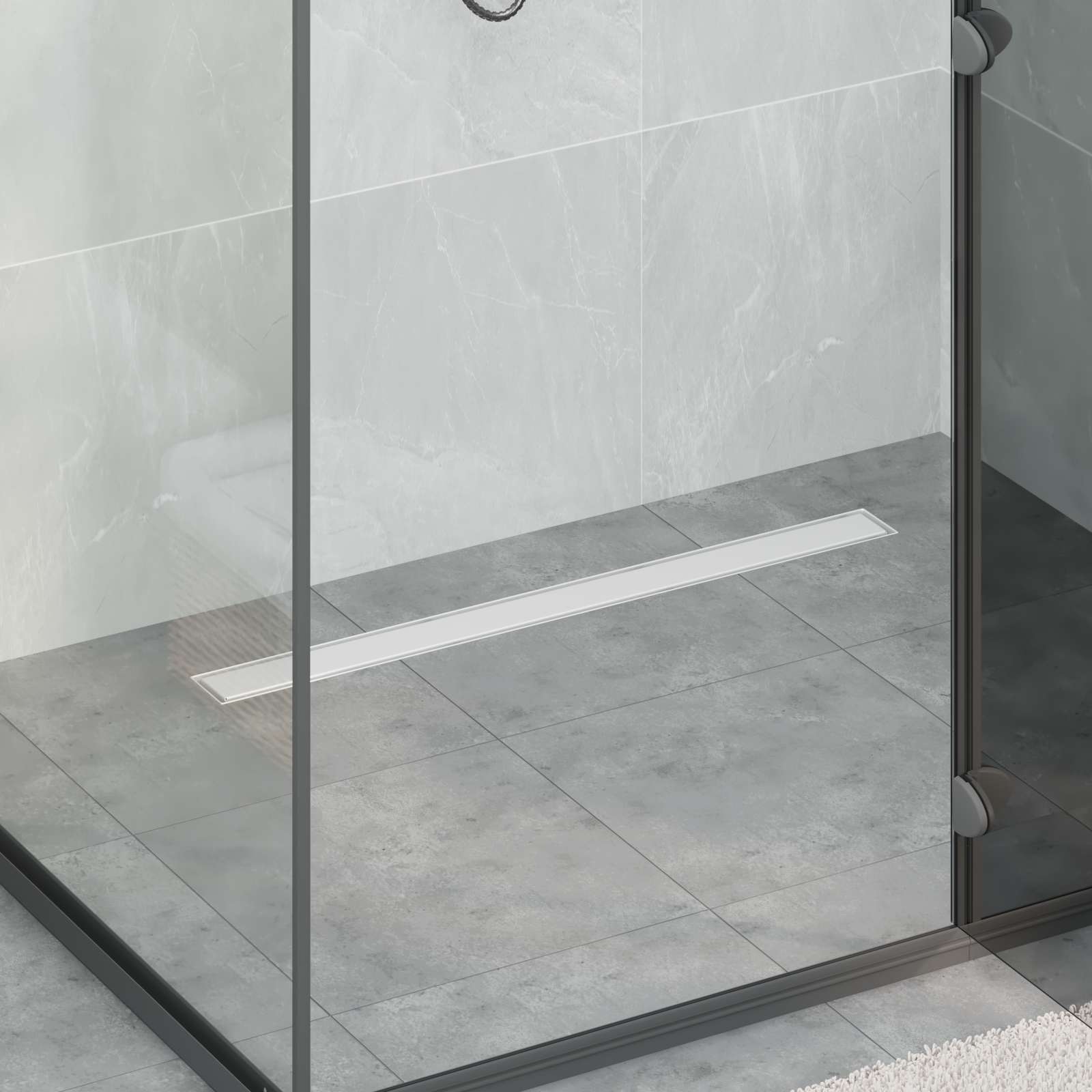 Duschablauf 2-in-1 mit 360° Siphon Silber 80 cm Edelstahl 304