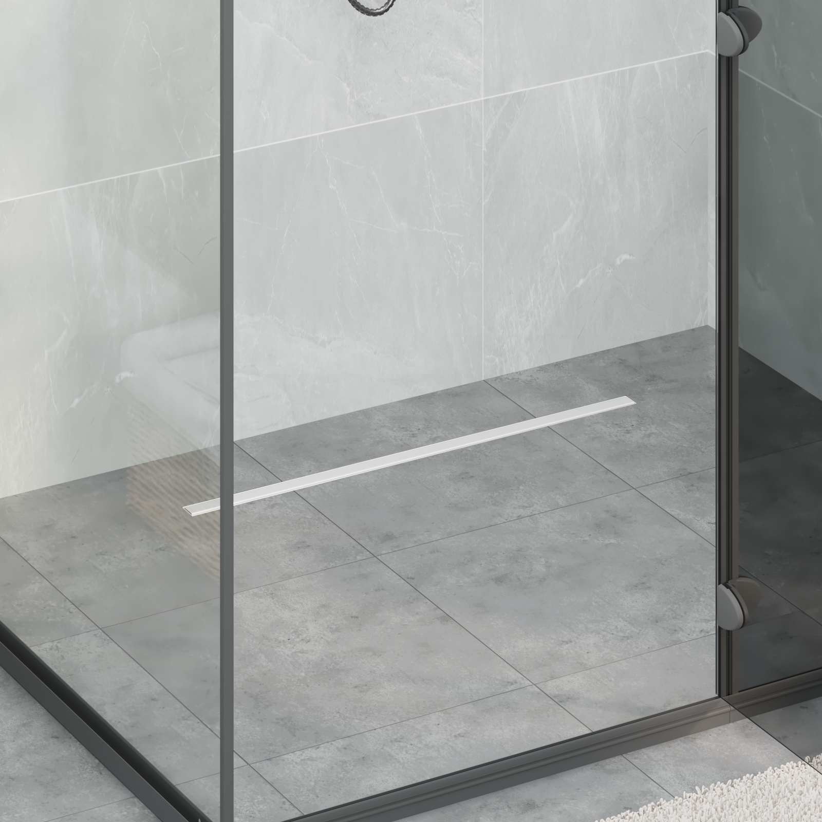 360° Duschablauf mit slim Modell Silber 70 cm Edelstahl 304