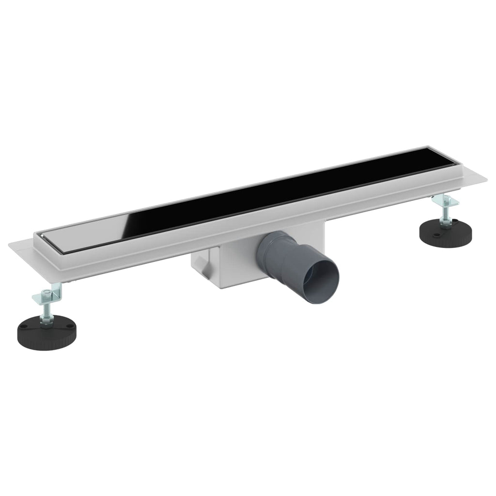 Duschabfluss mit Glasabdeckung Schwarz 60 cm Edelstahl 304