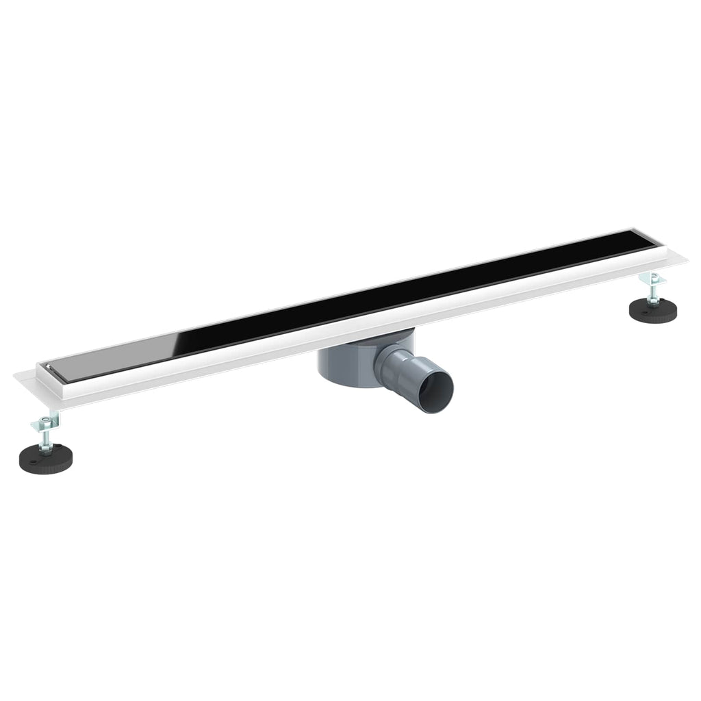 Duschabfluss mit Glashülle und 360° Siphon Schwarz 80 cm