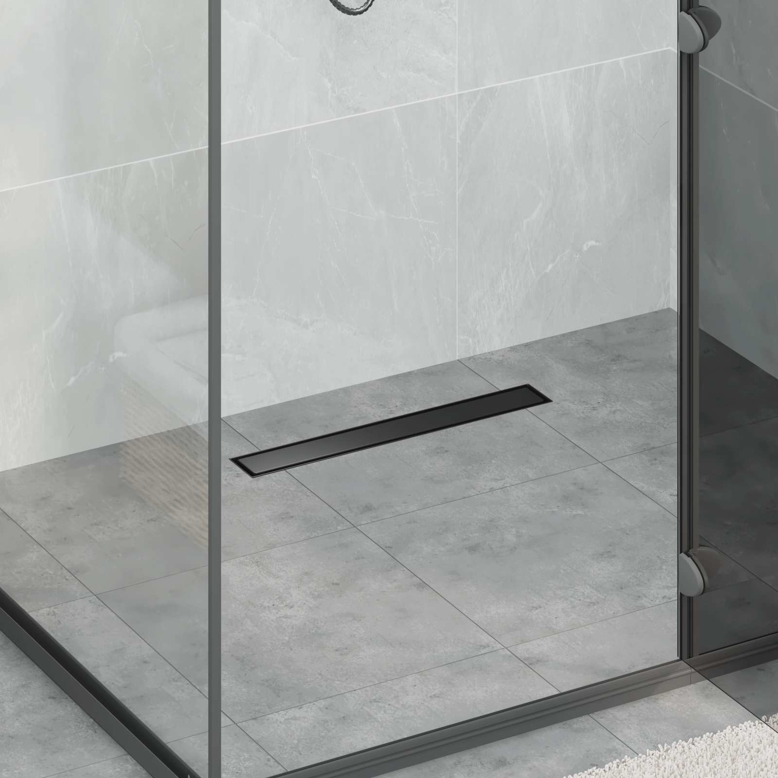 2 in 1 Duschabfluss Schwarz 50 cm Edelstahl 304