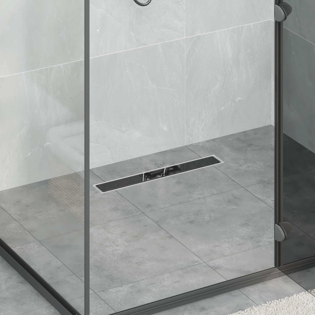 Duschabfluss mit Glashülle und 360° Siphon Schwarz 50 cm