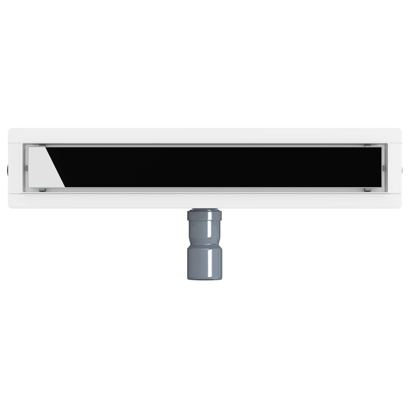 Duschabfluss mit Glashülle und 360° Siphon Schwarz 50 cm