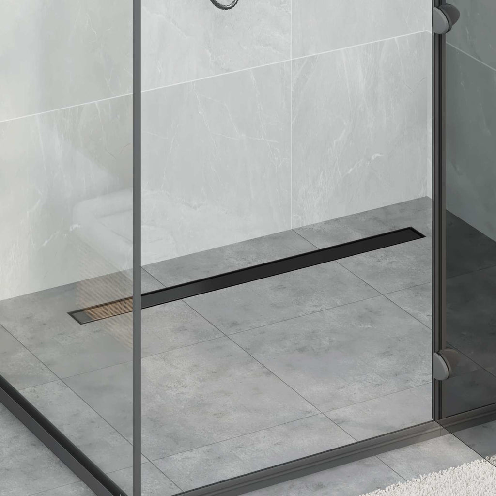 2 in 1 Duschabfluss Schwarz 90 cm Edelstahl 304