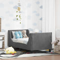 Kinderbettgestell mit Kopfteil Dunkelgrau 70 x 140 cm Samt
