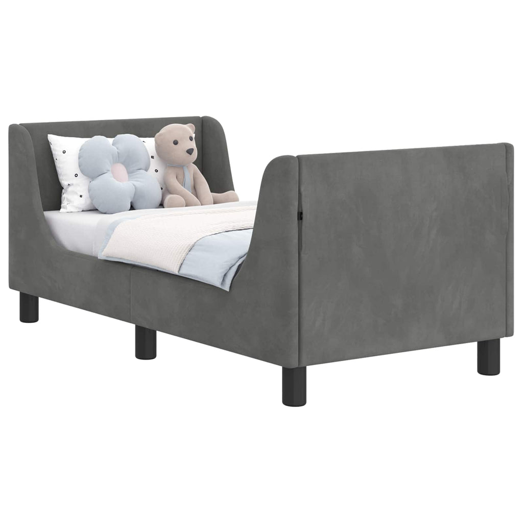Kinderbettgestell mit Kopfteil Dunkelgrau 70 x 140 cm Samt
