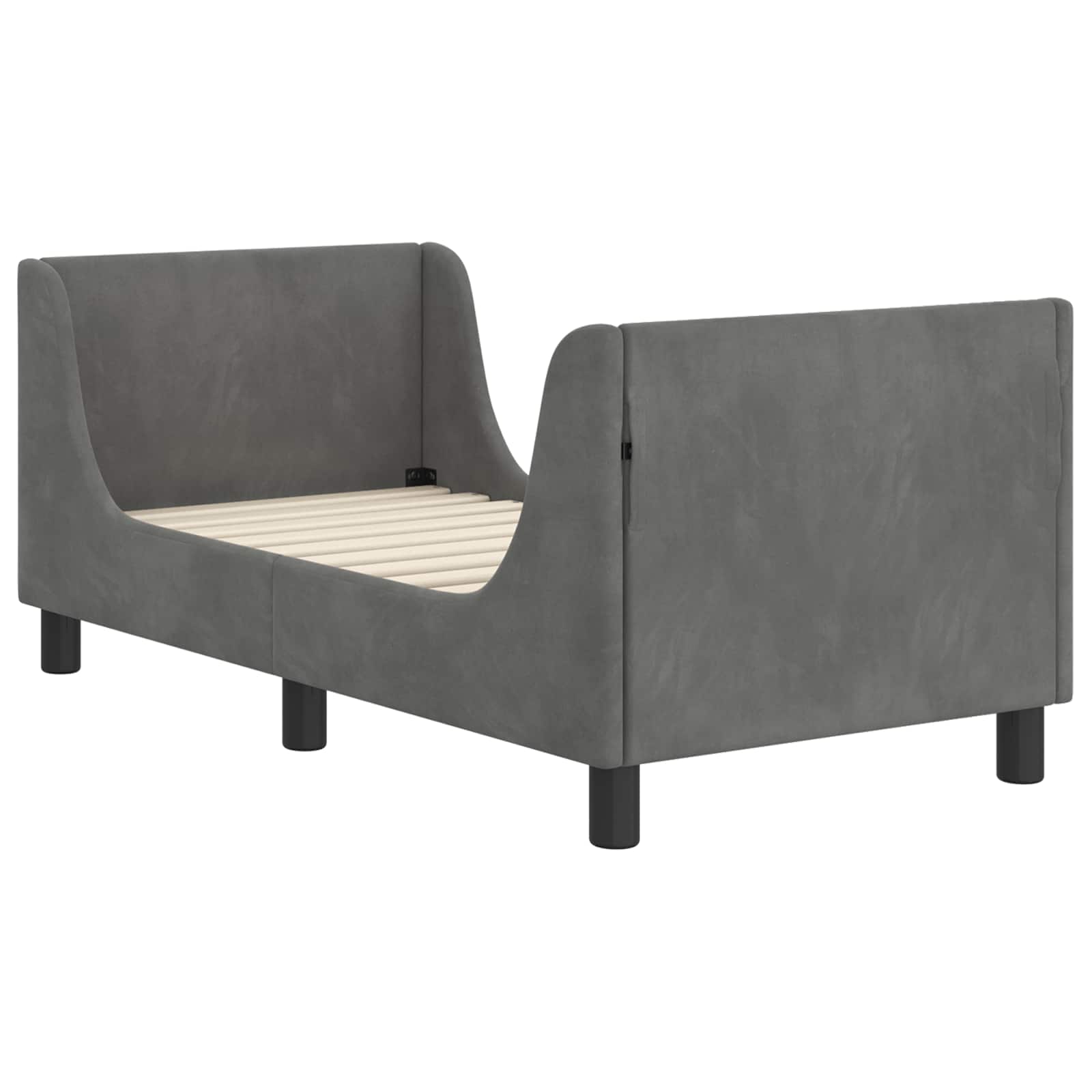 Kinderbettgestell mit Kopfteil Dunkelgrau 70 x 140 cm Samt