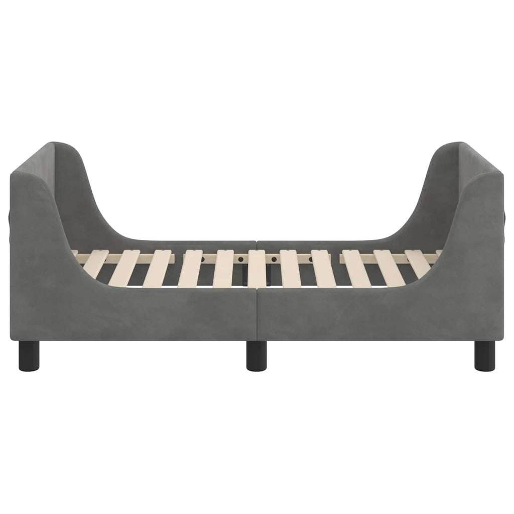 Kinderbettgestell mit Kopfteil Dunkelgrau 70 x 140 cm Samt
