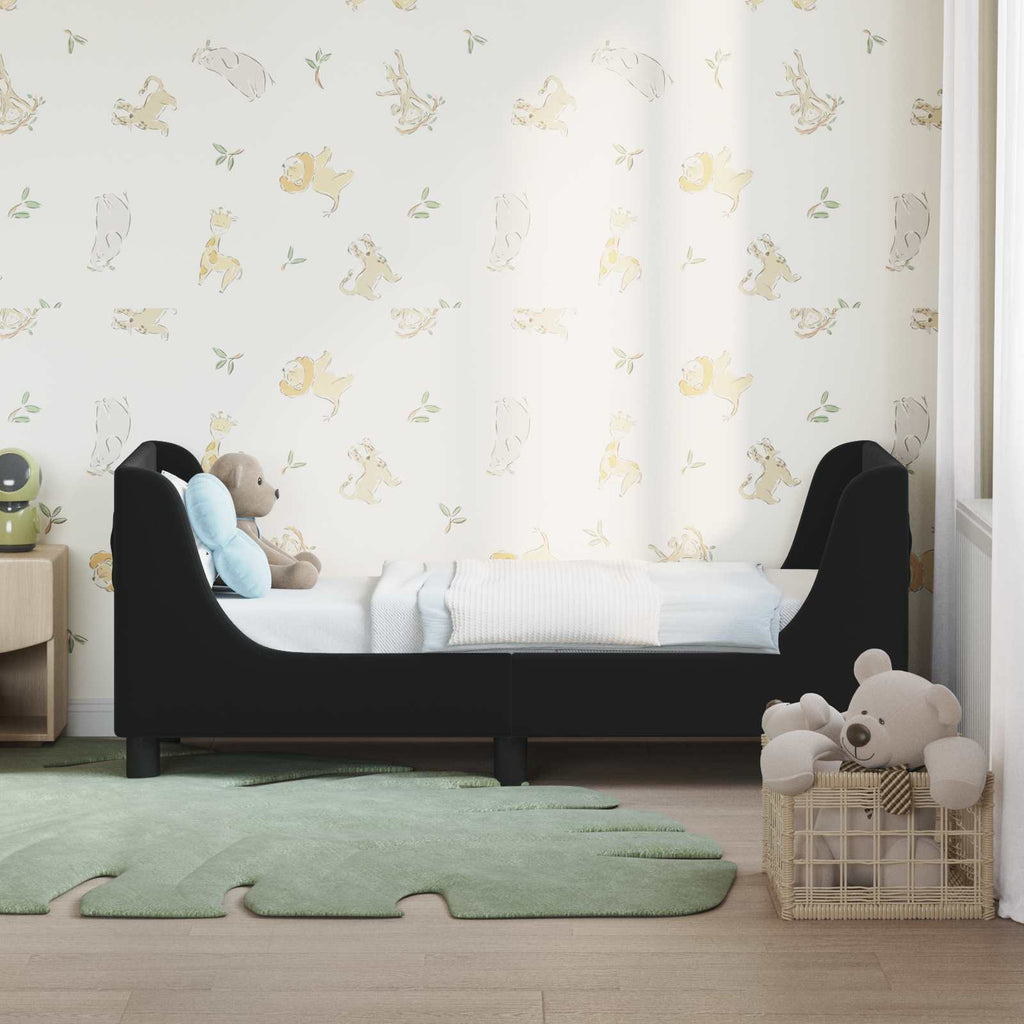 Kinderbettgestell mit Kopfteil Schwarz 70 x 140 cm Samt