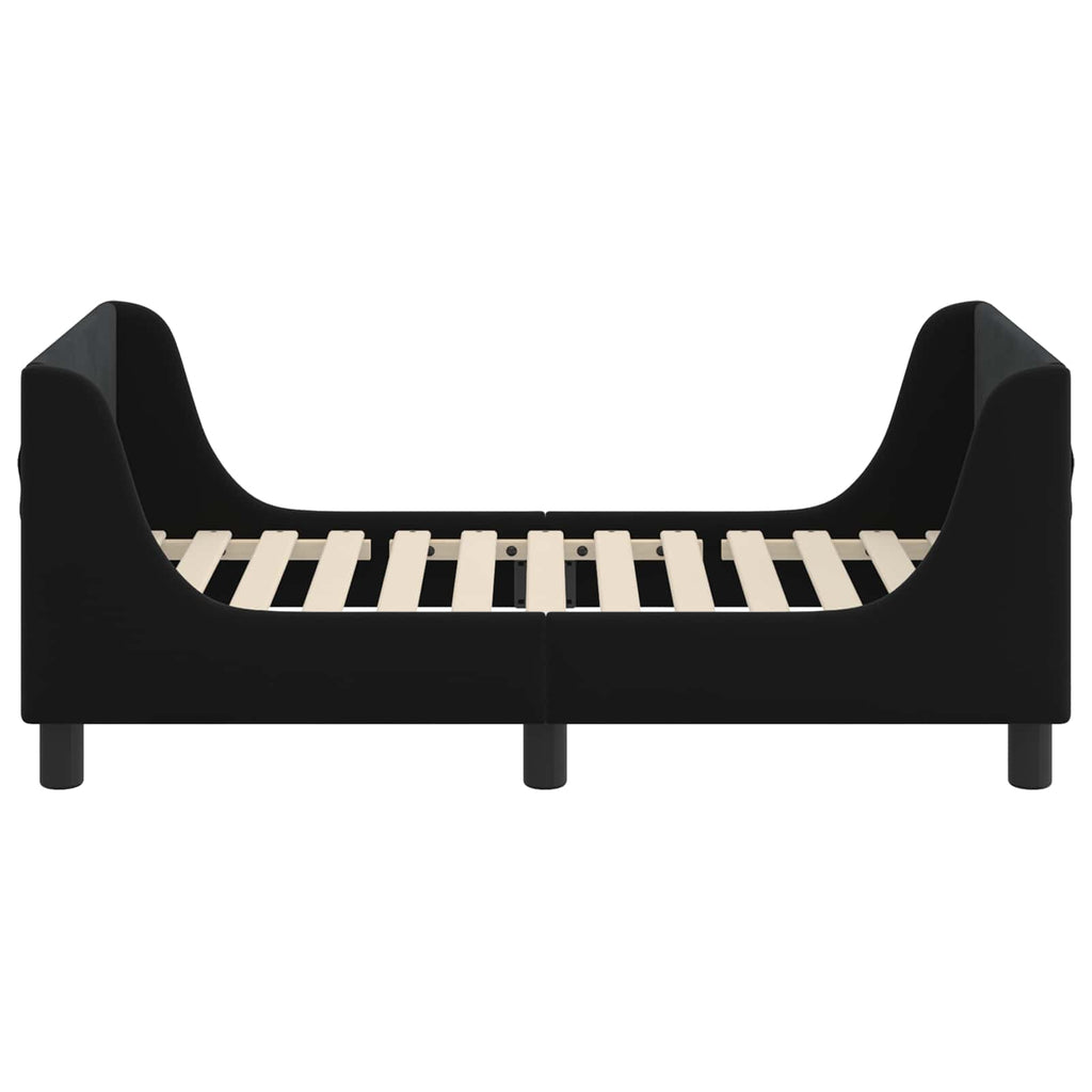 Kinderbettgestell mit Kopfteil Schwarz 70 x 140 cm Samt