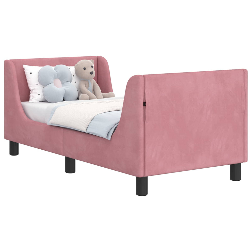 Kinderbettgestell mit Kopfteil Rosa 70 x 140 cm Samt