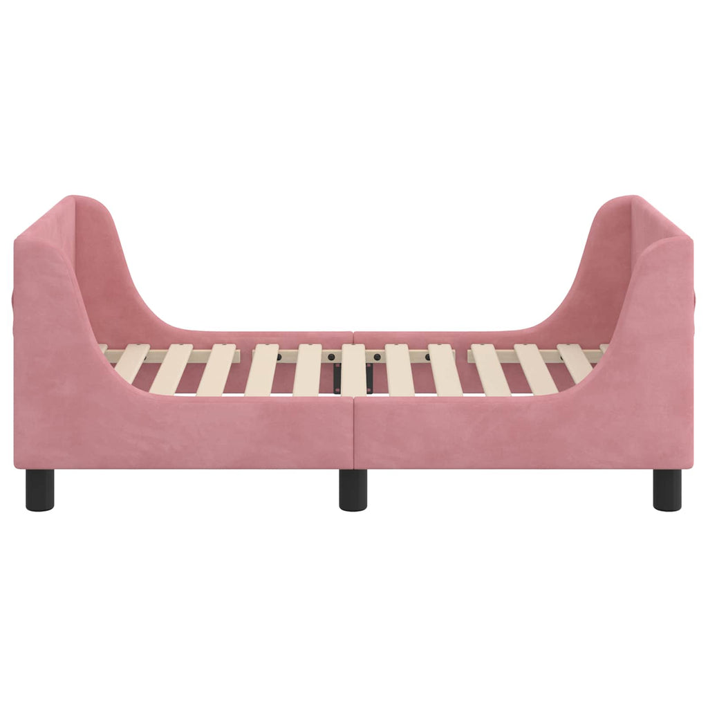 Kinderbettgestell mit Kopfteil Rosa 70 x 140 cm Samt