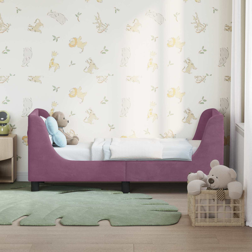 Kinderbettgestell mit Kopfteil Lila 70 x 140 cm Samt