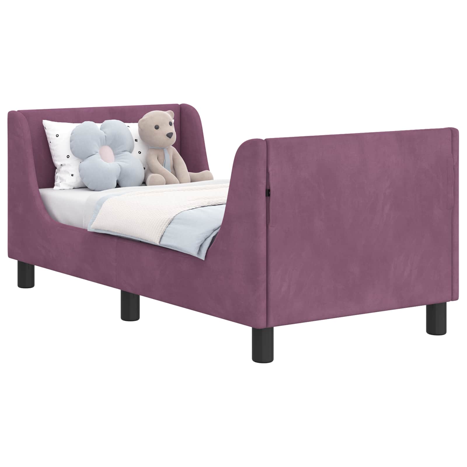 Kinderbettgestell mit Kopfteil Lila 70 x 140 cm Samt