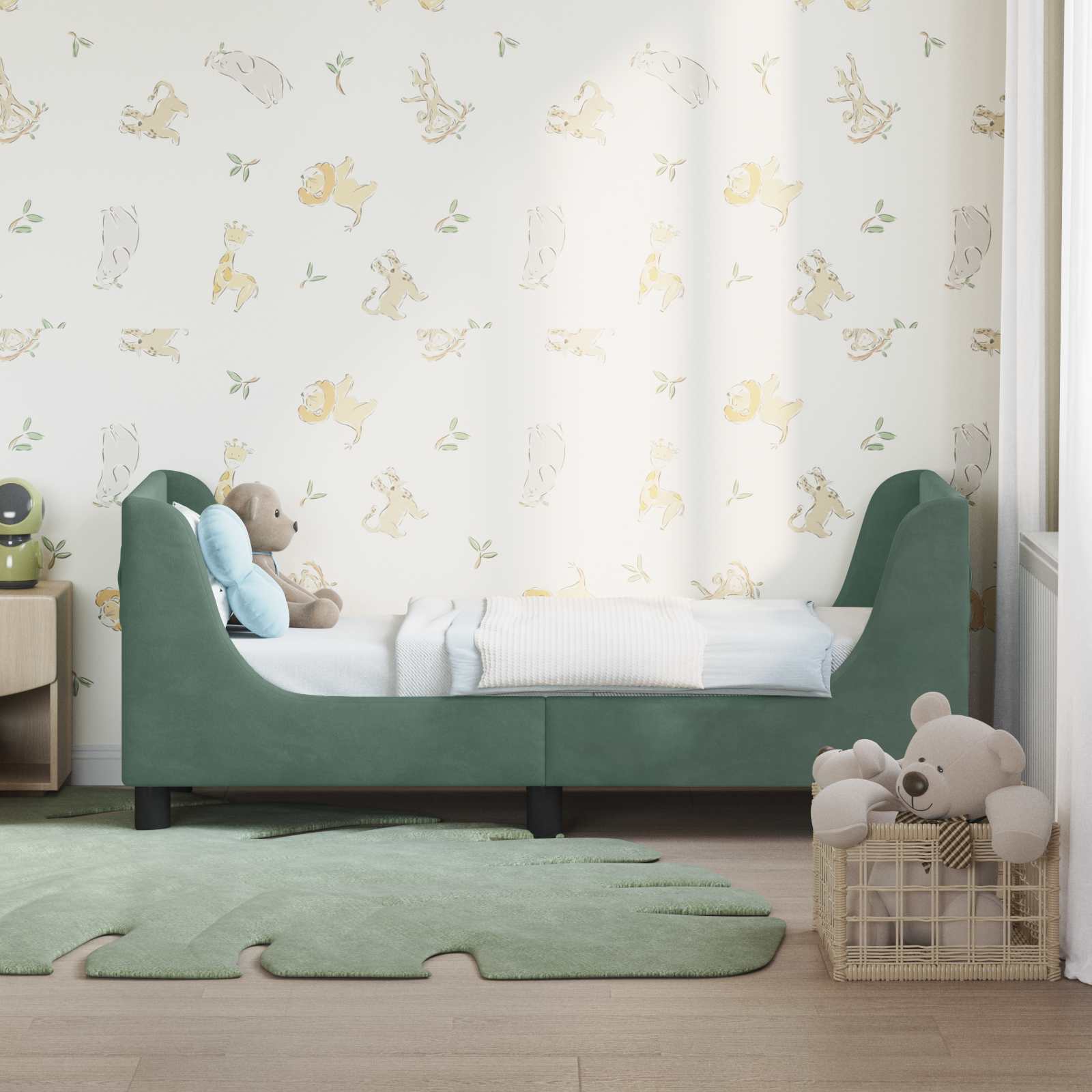 Kinderbettgestell mit Kopfteil Meergrün 70 x 140 cm Samt