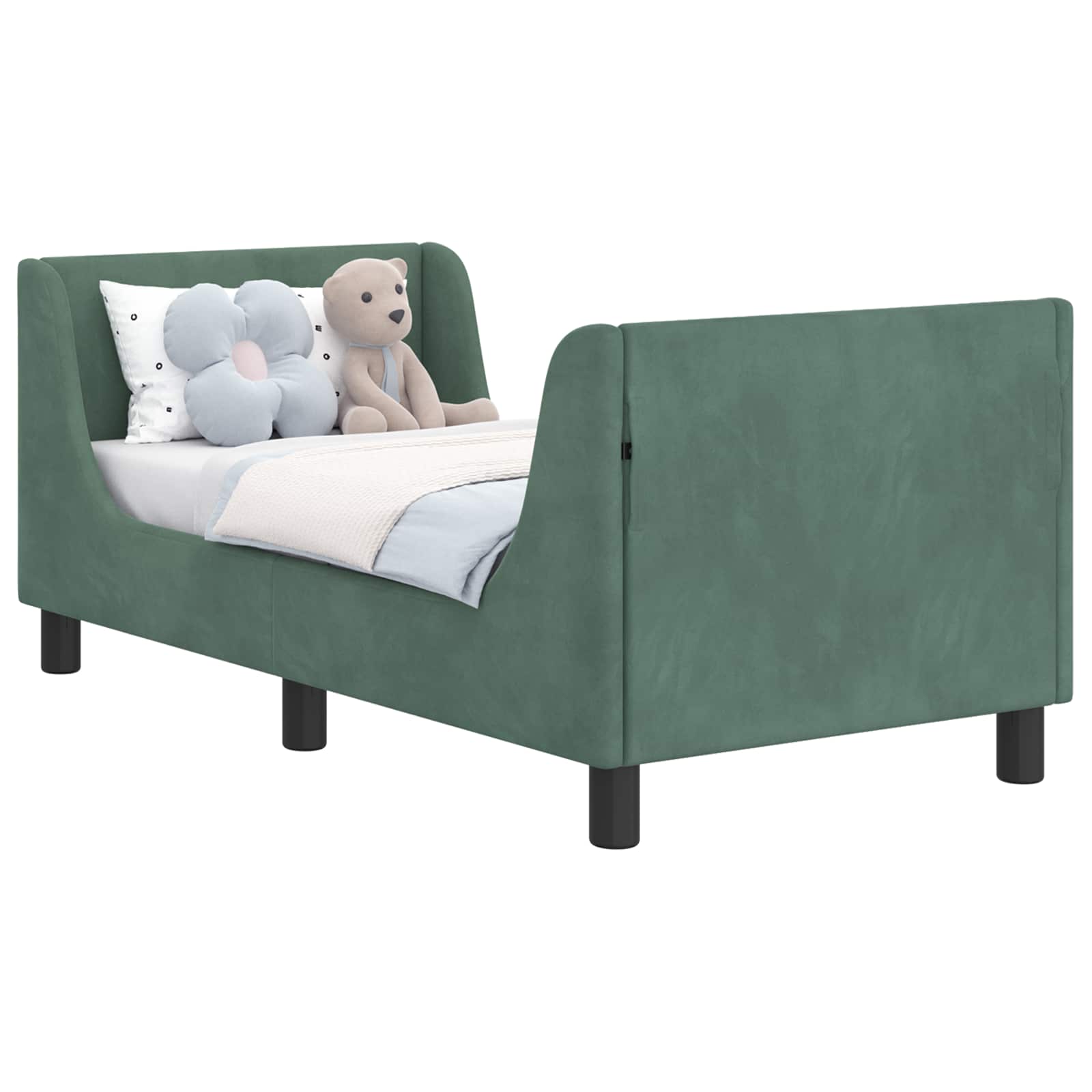 Kinderbettgestell mit Kopfteil Meergrün 70 x 140 cm Samt