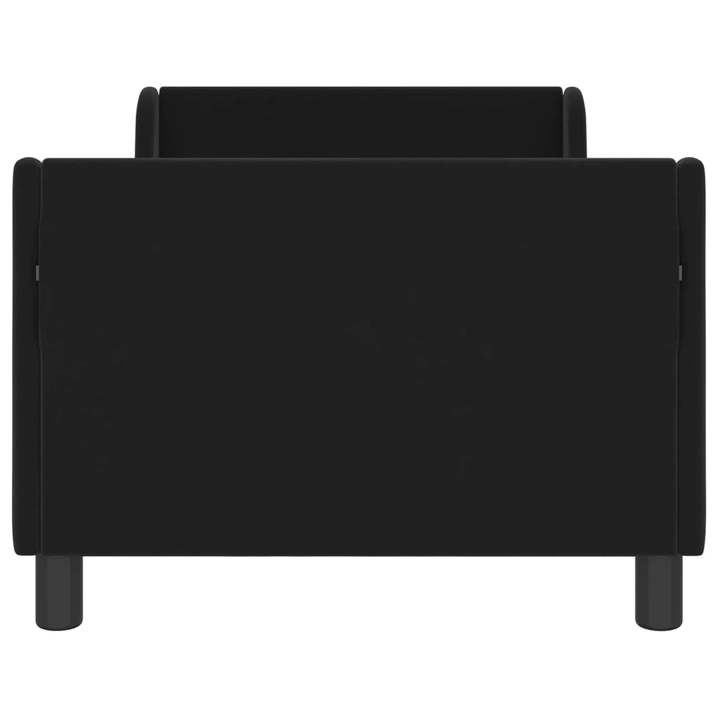 Kinderbettgestell mit Kopfteil Schwarz 80 x 160 cm Samt