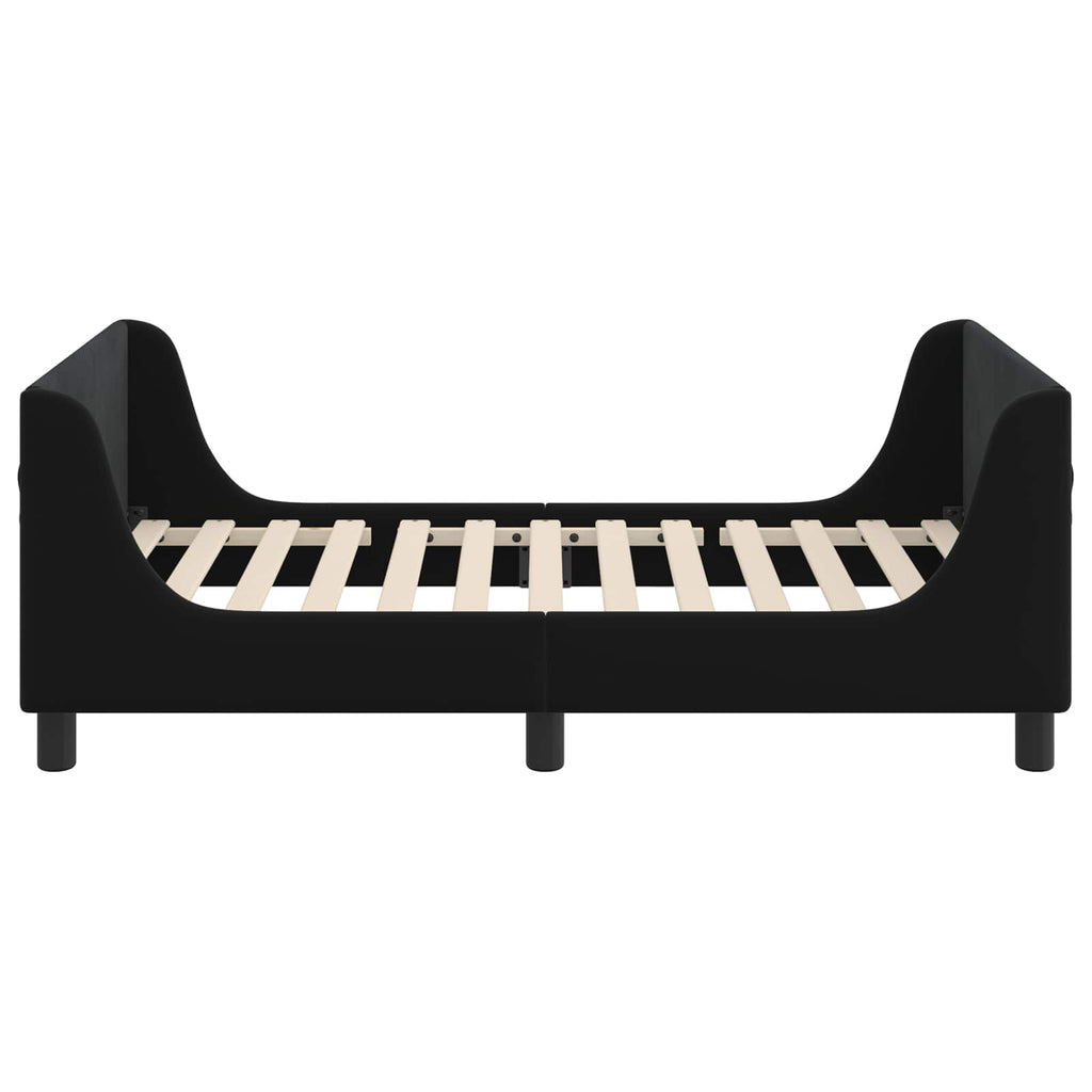 Kinderbettgestell mit Kopfteil Schwarz 80 x 160 cm Samt