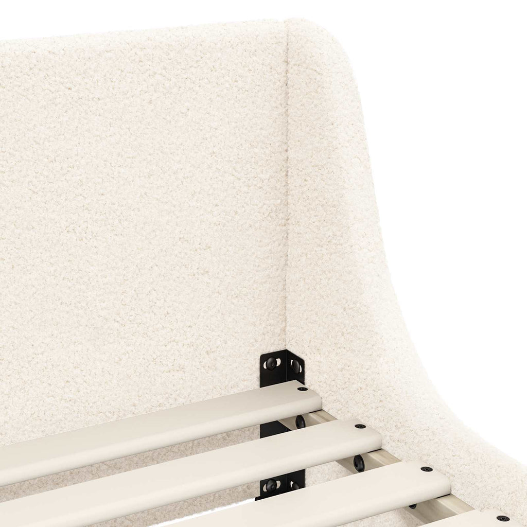 Kinderbettgestell mit Kopfteil Creme 80 x 200 cm Bouclé