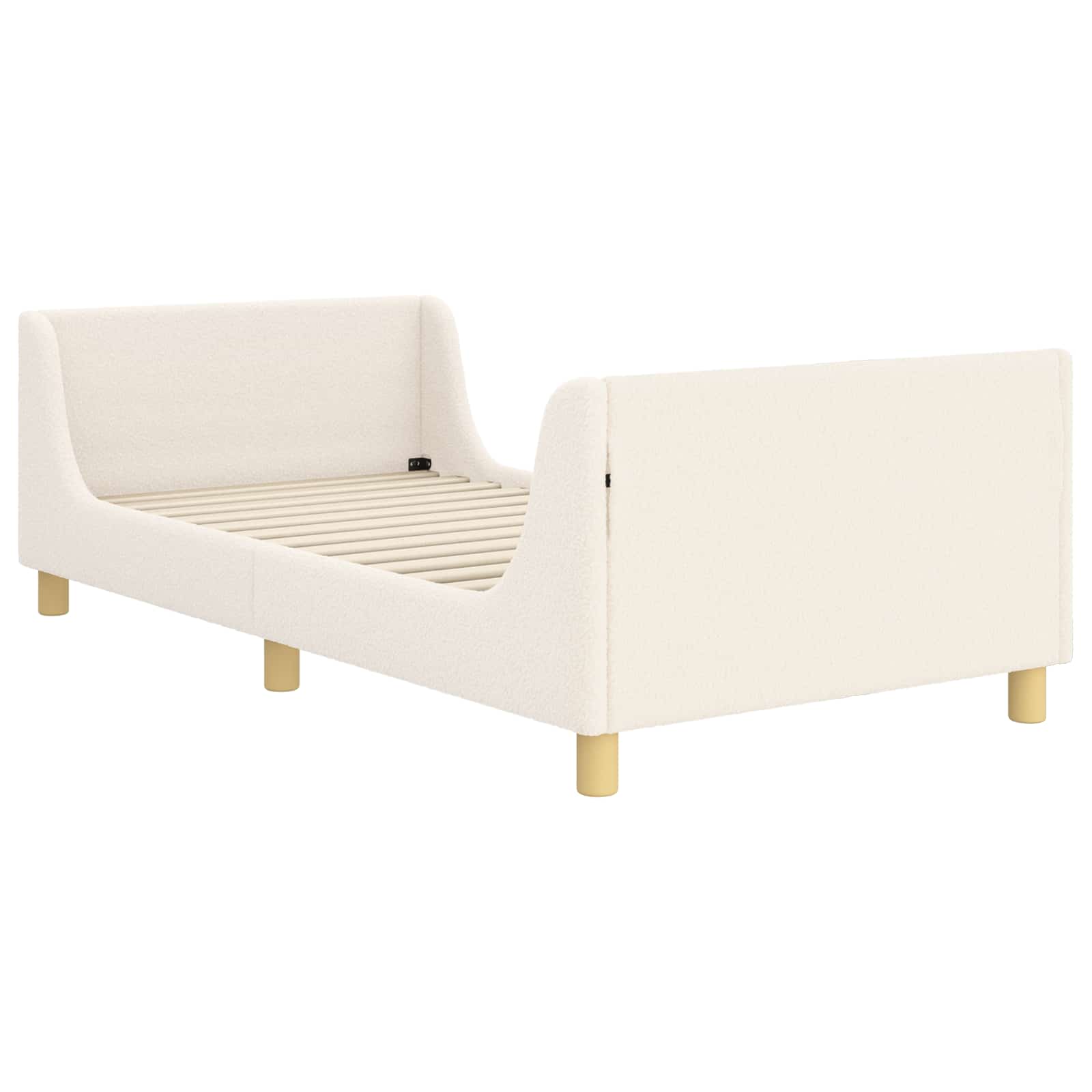 Kinderbettgestell mit Kopfteil Creme 80 x 200 cm Bouclé