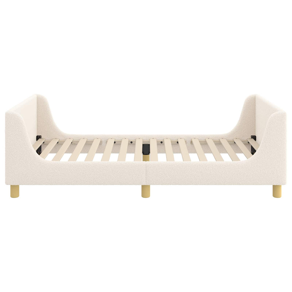 Kinderbettgestell mit Kopfteil Creme 80 x 200 cm Bouclé