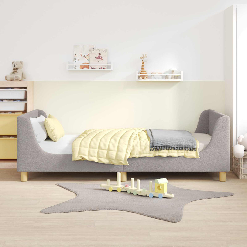 Kinderbettgestell mit Kopfteil Hellgrau 80 x 200 cm Bouclé