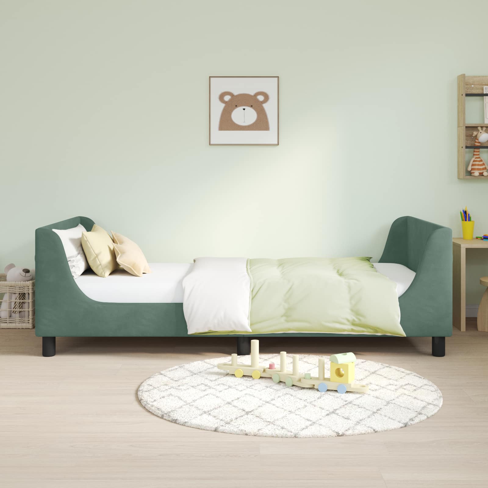 Kinderbettgestell mit Kopfteil Meergrün 80 x 200 cm Samt