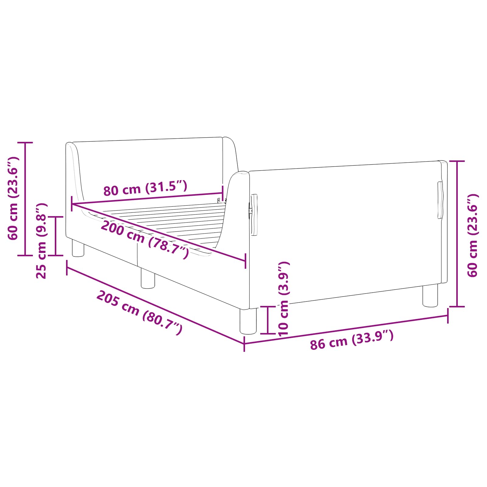 Kinderbettgestell mit Kopfteil Meergrün 80 x 200 cm Samt